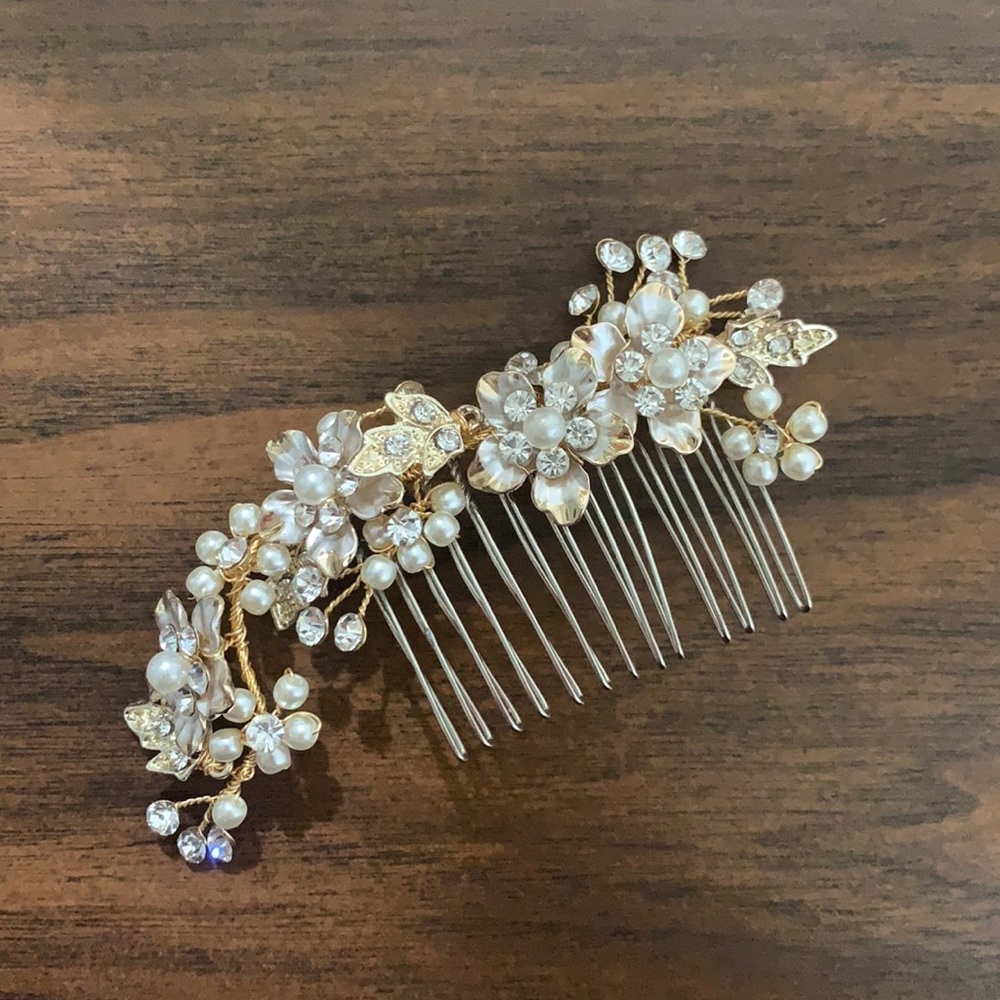 Bridal Pearl Gold Hair Comb